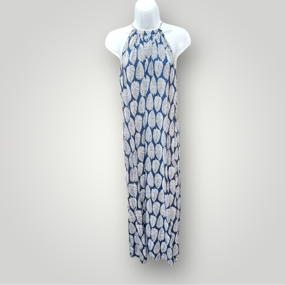 Toko Maxi Dress with Leaf Pattern Blue/White - Picture 12 of 16